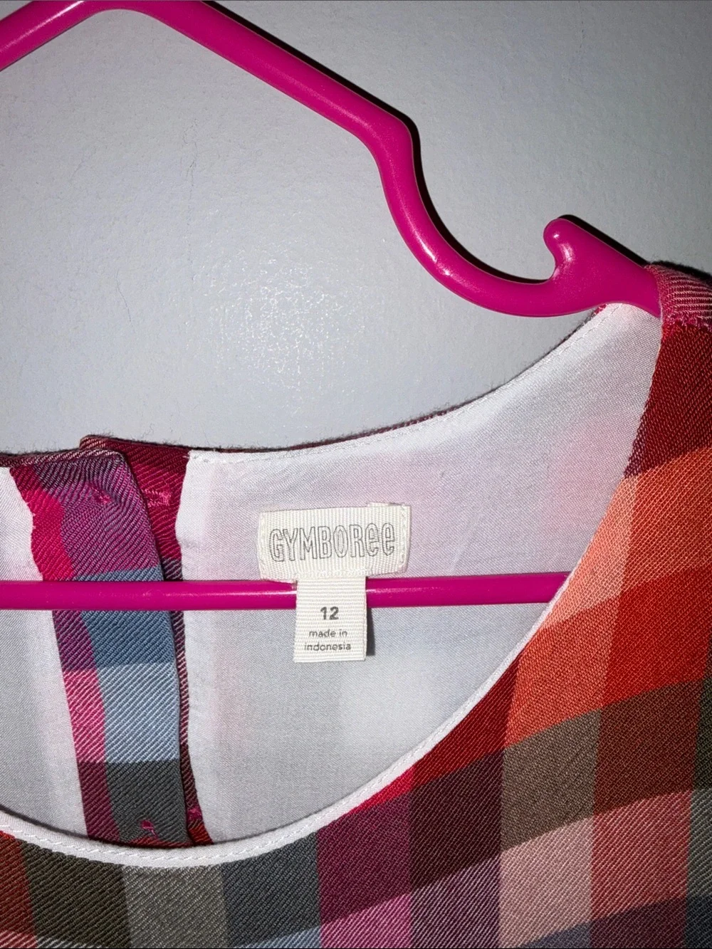 Girls' Gymboree Pink Plaid Cotton Dress - Tiered Long Sleeve Size 12